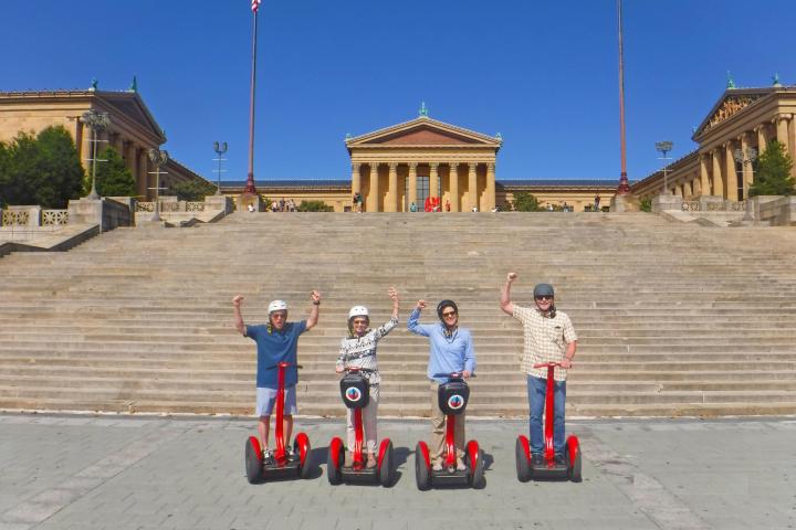 segways in front of a building